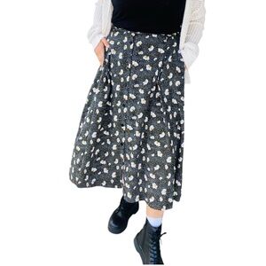 Vintage 90s daisy print button down maxi skirt size 14